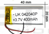 Аккумулятор для GPS, MP3 40\\20\\4 мм (3.7V) 450mAh