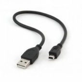Кабель USB 2.0 AM/miniBM 0.3 м (пакет) экранированный, позолоченные контакты, черный (Gembird CCP-US